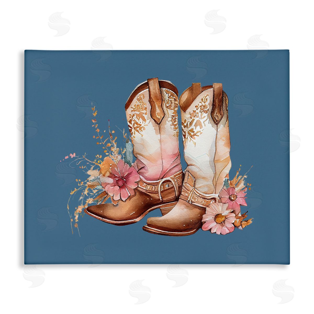 Birch & Ink Cowboy Boots & Wildflowers Canvas Wall Art Print