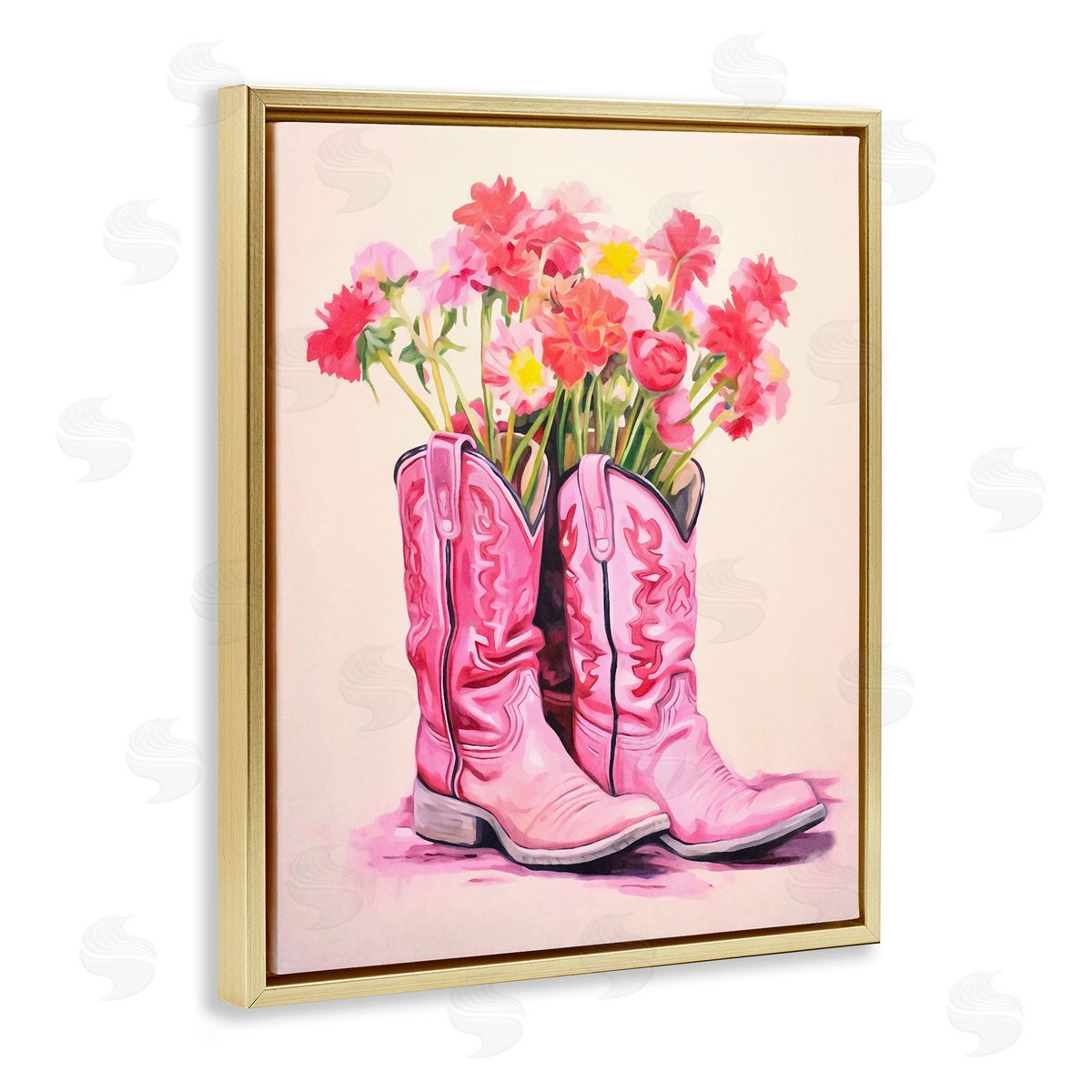 Pastel Western Whimsy Gold Floating Frame Canvas Wall Art, Home Decor by Andrea Haase