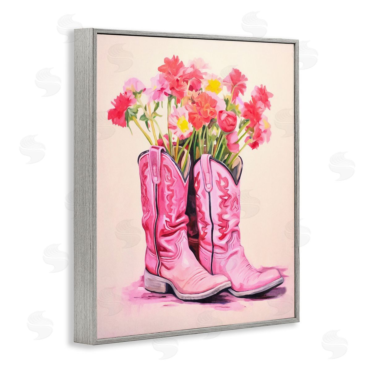 Pastel Western Whimsy Grey Frame Print Wall Art, Home Decor by Andrea Haase