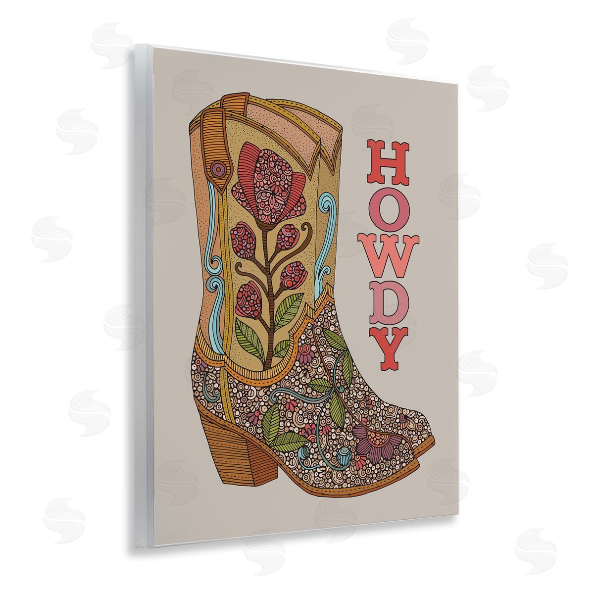 Howdy Cowboy Boots Wood Plaque Wall Art, Home Decor by Martina Pavlova