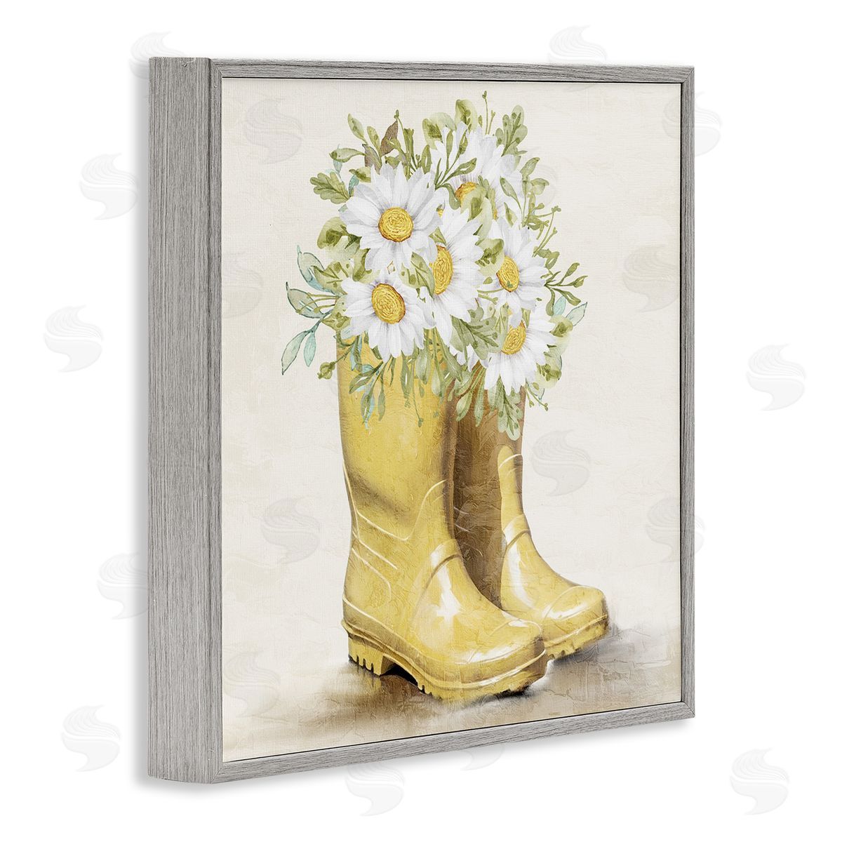 Sunny Garden Boots Grey Frame Print Wall Art, Home Decor by Kim Allen