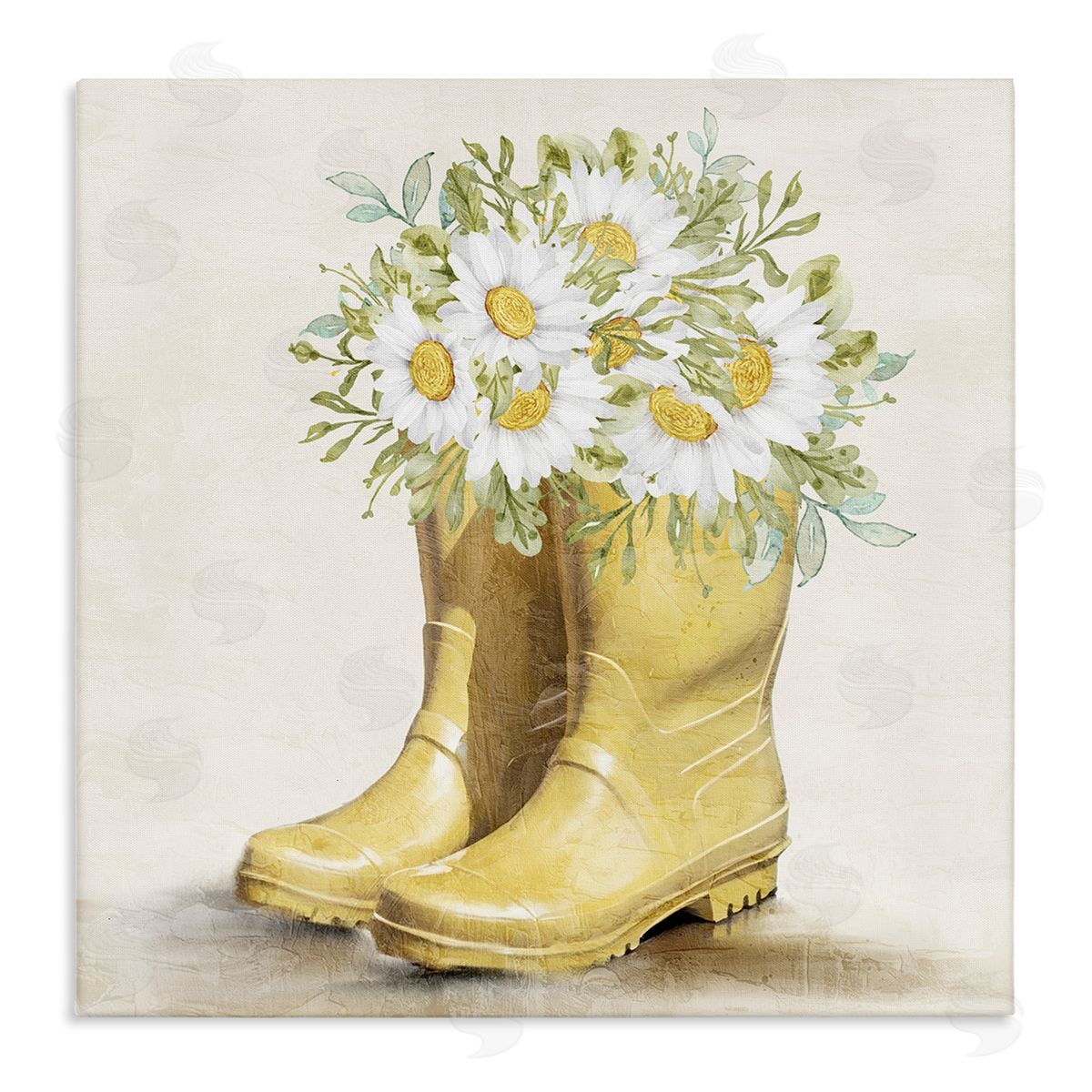Sunny Daisy Boots Canvas Wall Art, Home Decor by Kim Allen