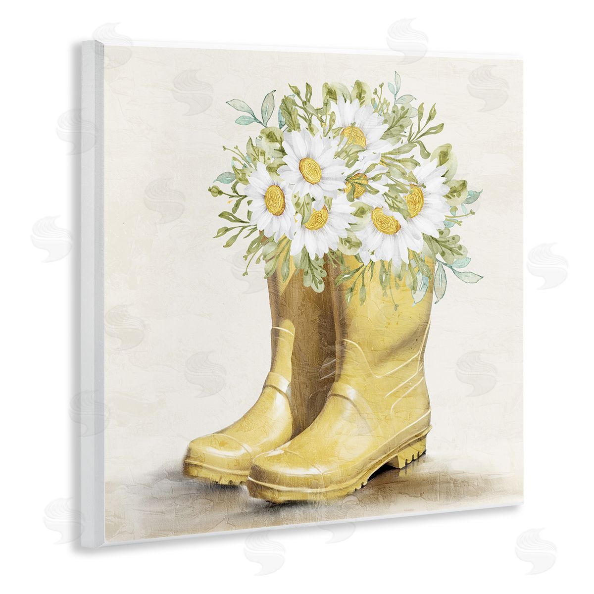 Sunny Daisy Boots Wood Plaque Wall Art, Home Decor by Kim Allen
