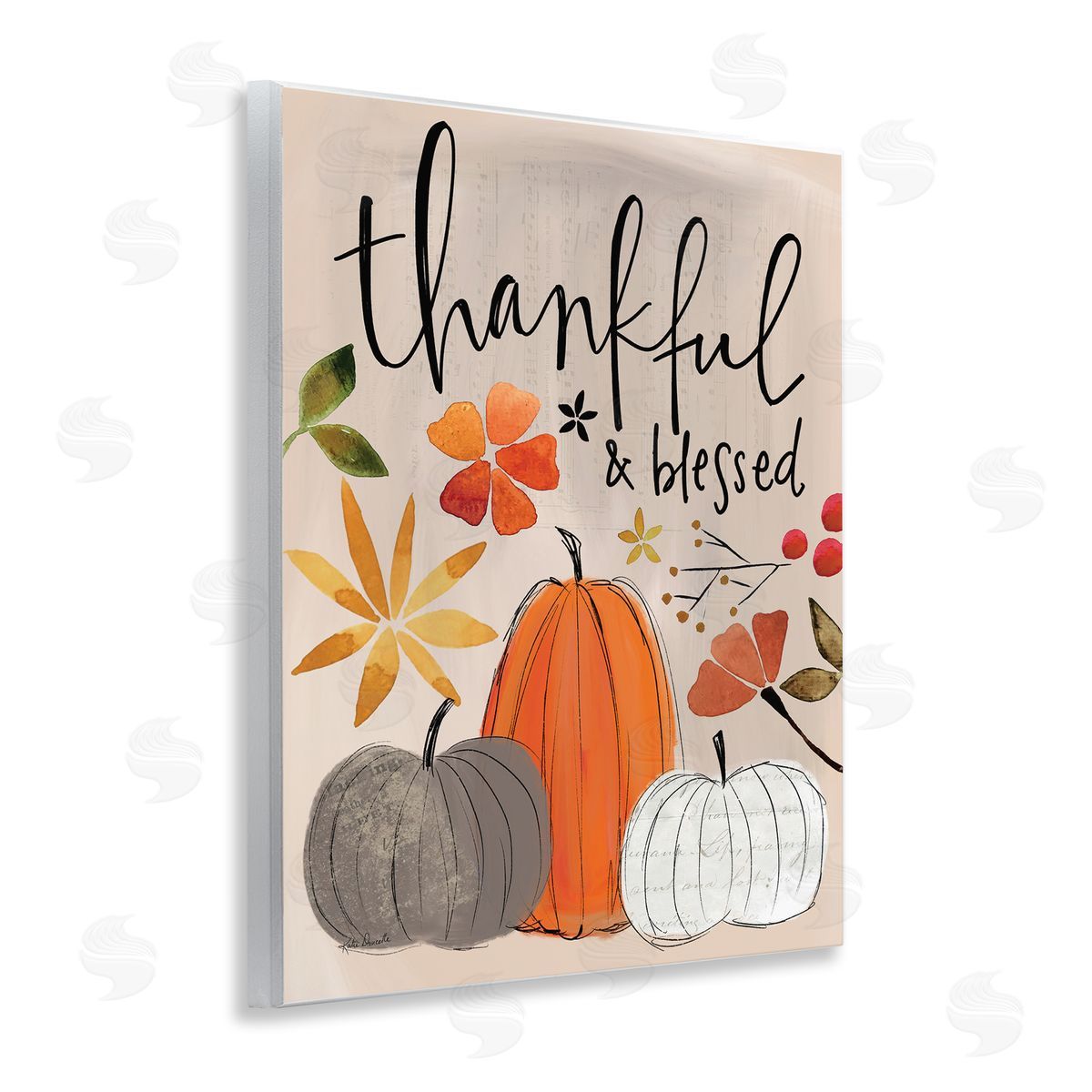 Thankful and Blessed Pumpkins Wood Plaque Wall Art, Home Decor by Katie Doucette