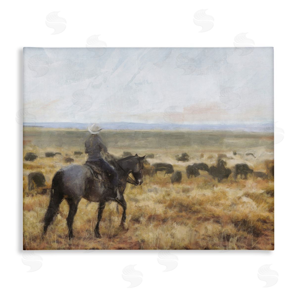 On The Range Cowboy Canvas Wall Art, Home Decor by Nina Blue