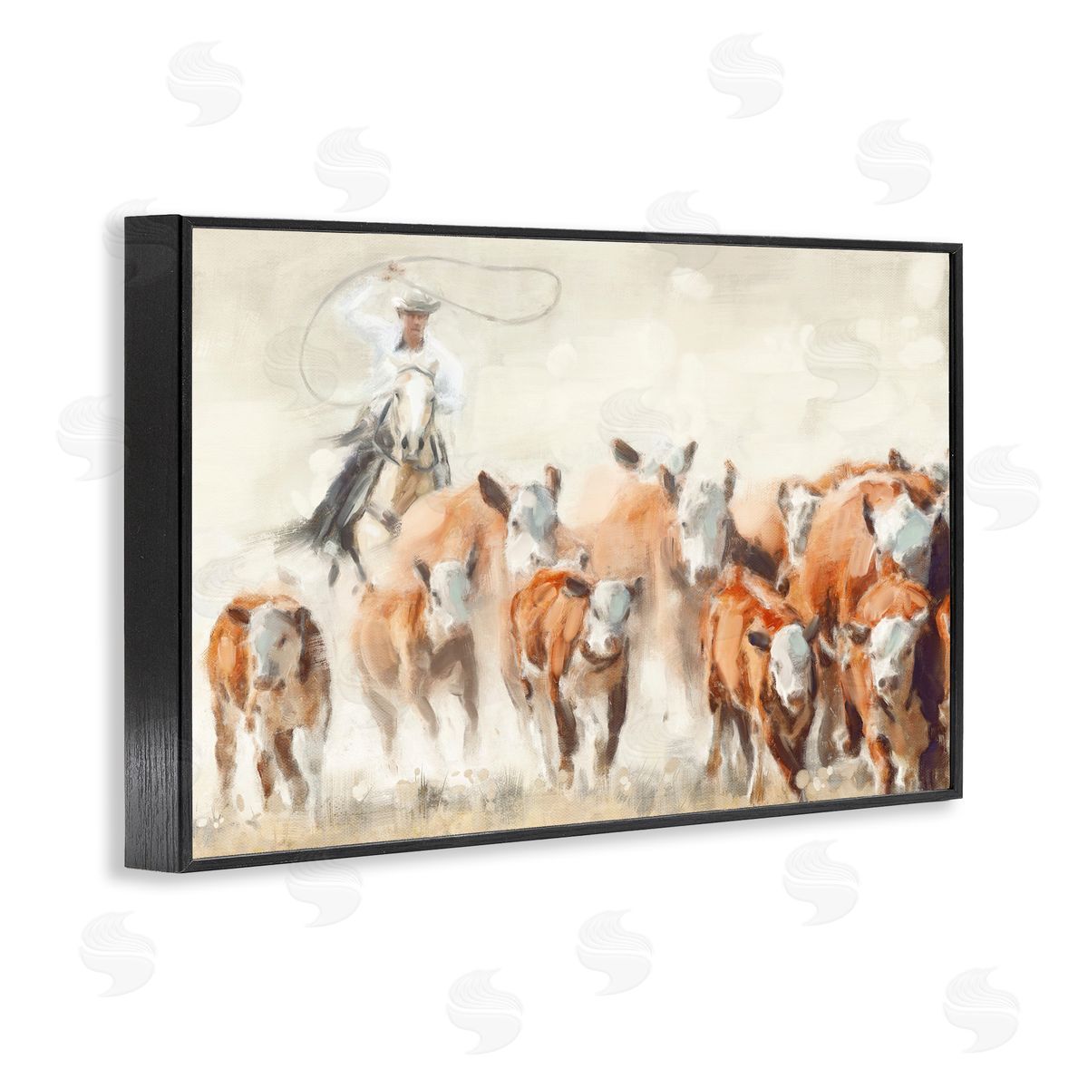 Equestrian Round Up Black Frame Print Wall Art, Home Decor by Nina Blue
