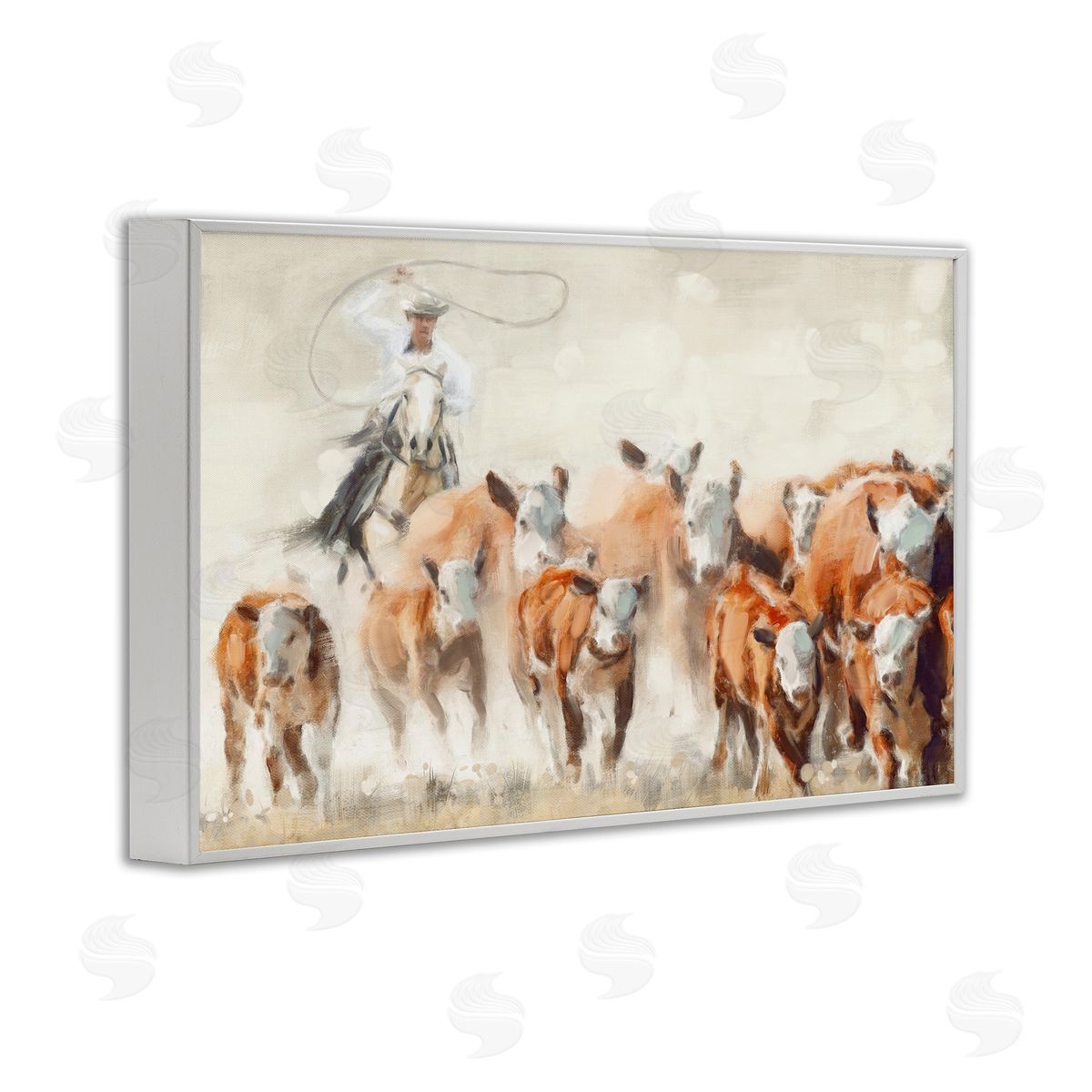 Equestrian Round Up White Frame Print Wall Art, Home Decor by Nina Blue