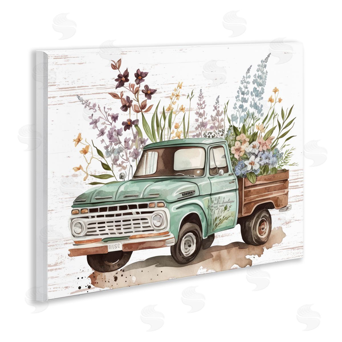 Floral Herb Truck Wood Plaque Wall Art, Home Decor by Lettered and Lined
