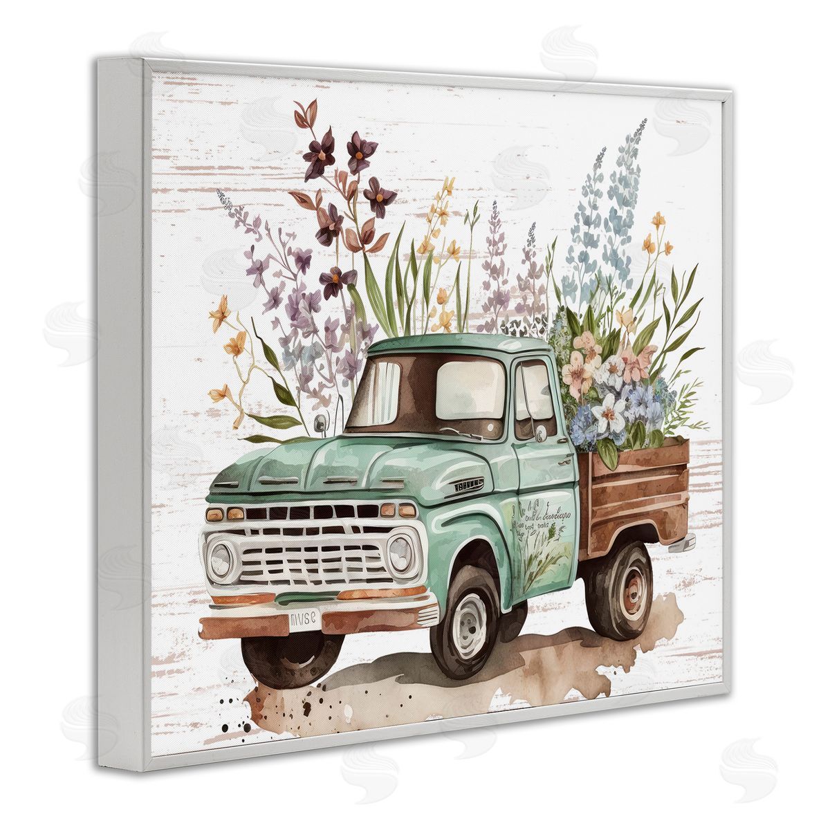 Floral Herb Truck White Frame Print Wall Art, Home Decor by Lettered and Lined