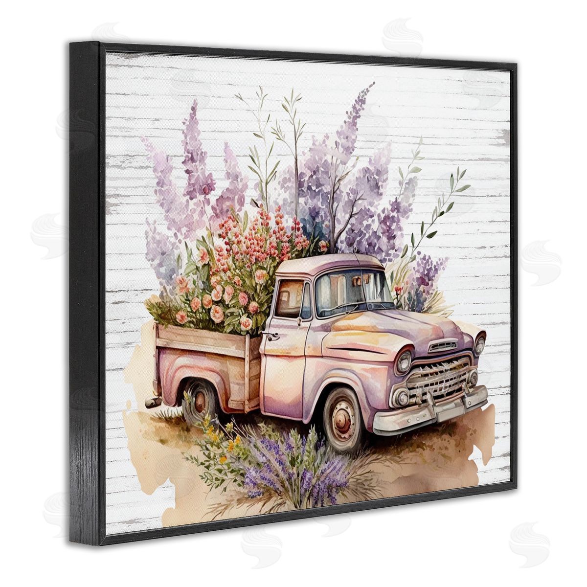 Lavender Filled Truck Black Frame Print Wall Art, Home Decor by Lettered and Lined
