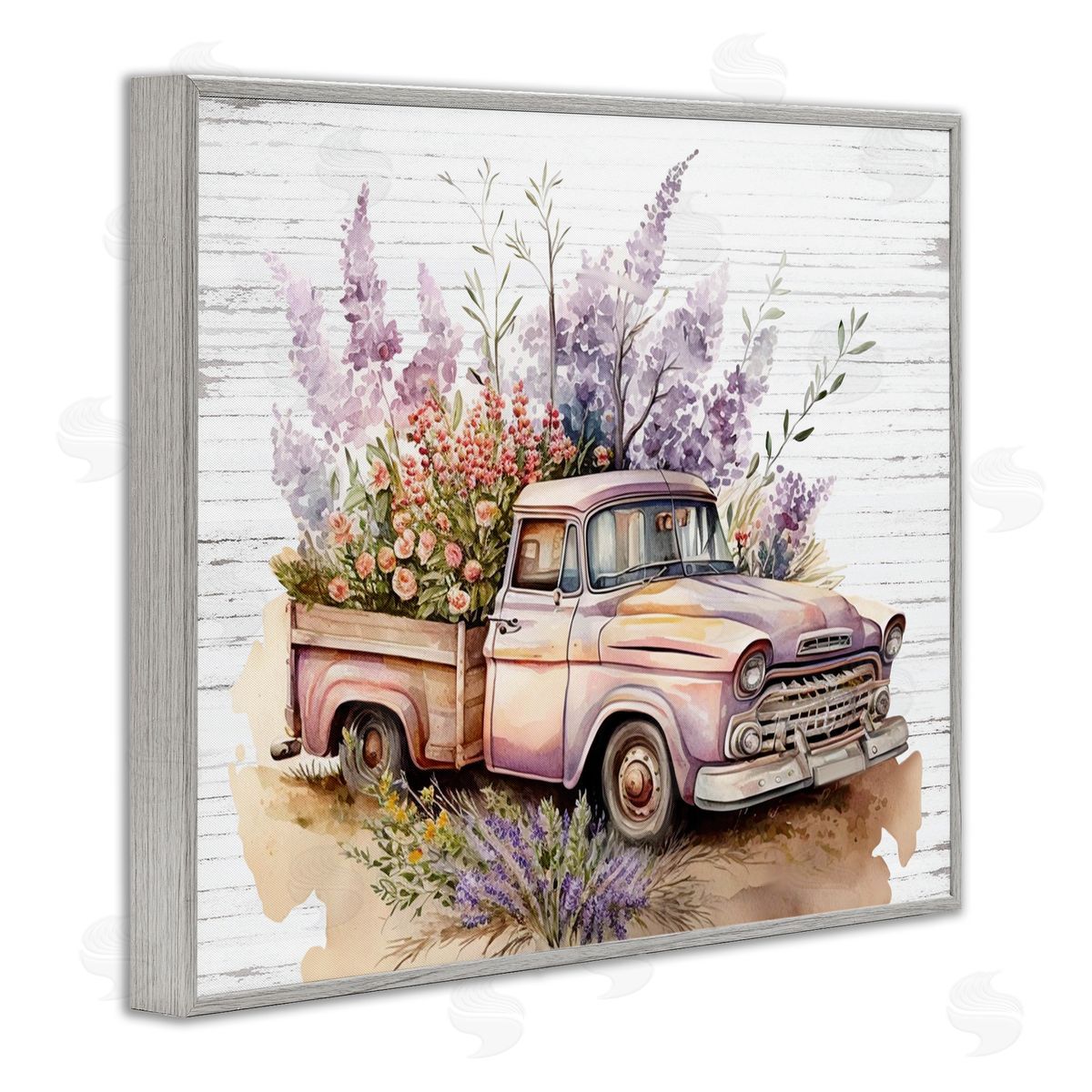 Lavender Filled Truck Grey Frame Print Wall Art, Home Decor by Lettered and Lined