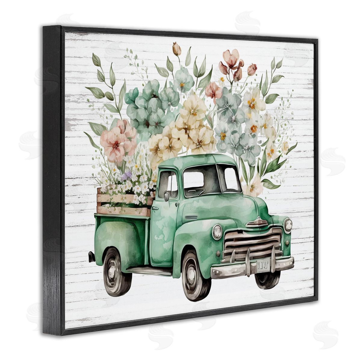 Floral Filled Truck Black Frame Print Wall Art, Home Decor by Lettered and Lined