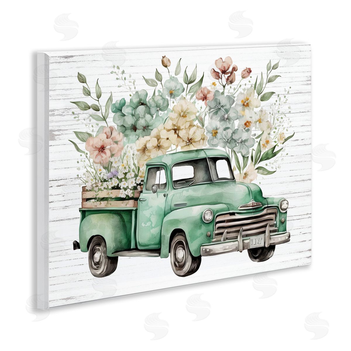 Floral Filled Truck Wood Plaque Wall Art, Home Decor by Lettered and Lined