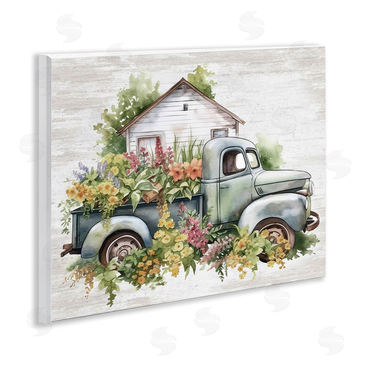 Country Floral Truck Wood Plaque Wall Art, Home Decor by Lettered and Lined