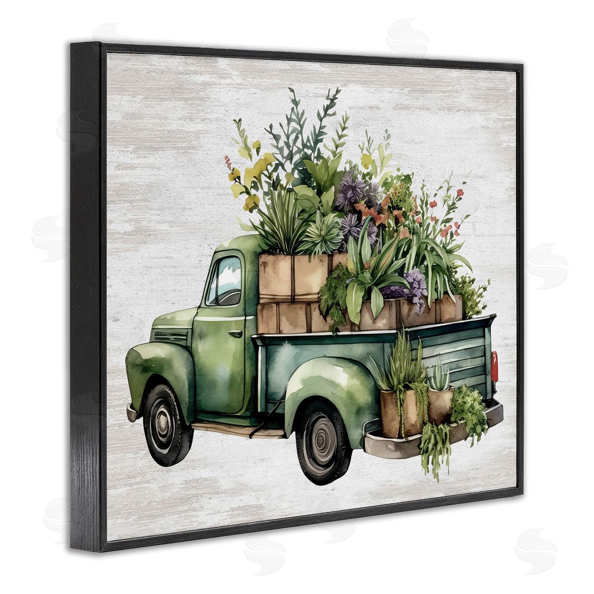 Greenery Filled Truck Black Frame Print Wall Art, Home Decor by Lettered and Lined
