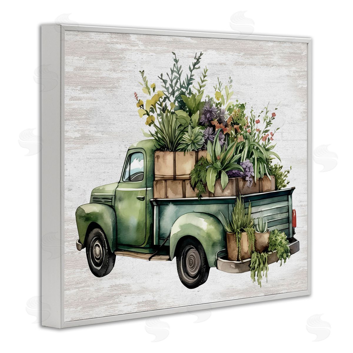 Greenery Filled Truck White Frame Print Wall Art, Home Decor by Lettered and Lined