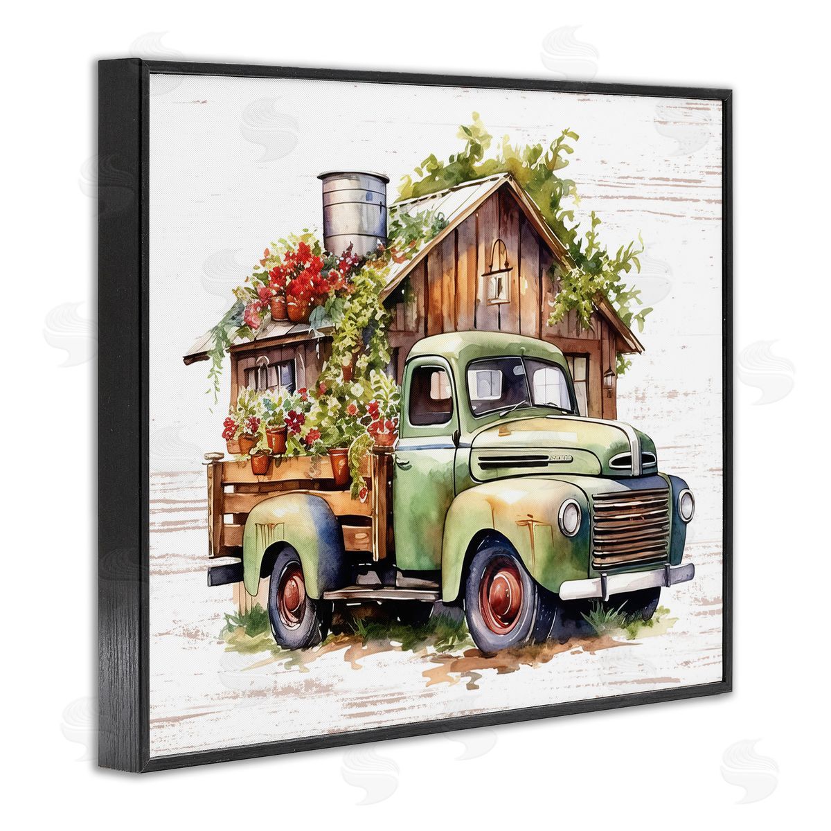 Rustic Pickup with Greenery Black Frame Print Wall Art, Home Decor by Lettered and Lined
