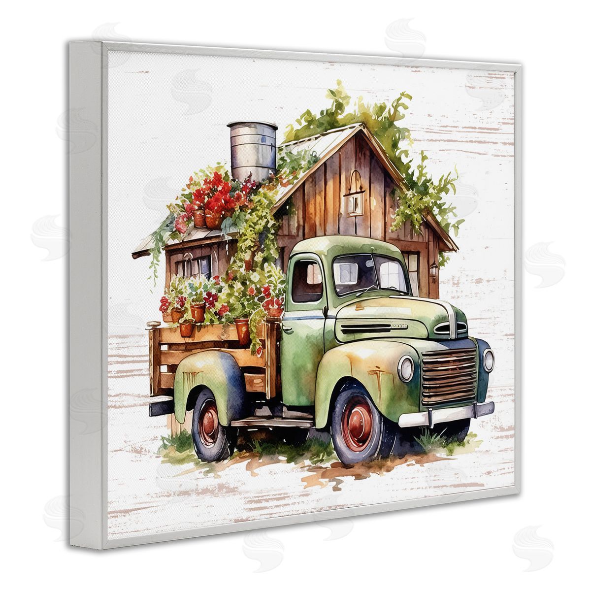 Rustic Pickup with Greenery White Frame Print Wall Art, Home Decor by Lettered and Lined