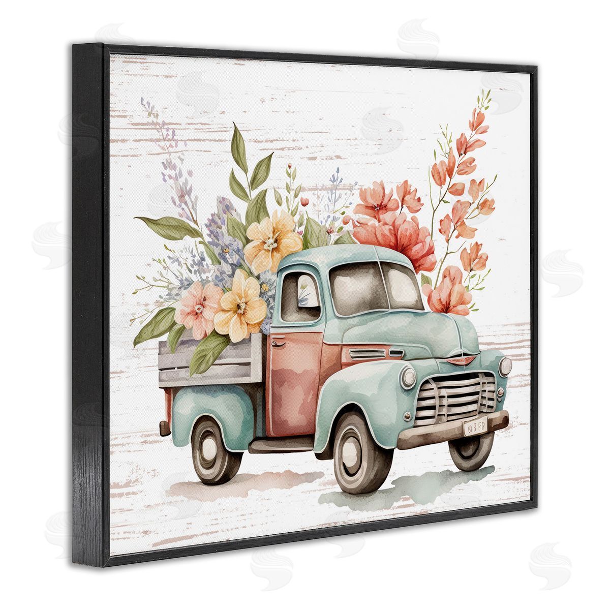 Flower Blossom Truck Black Frame Print Wall Art, Home Decor by Lettered and Lined