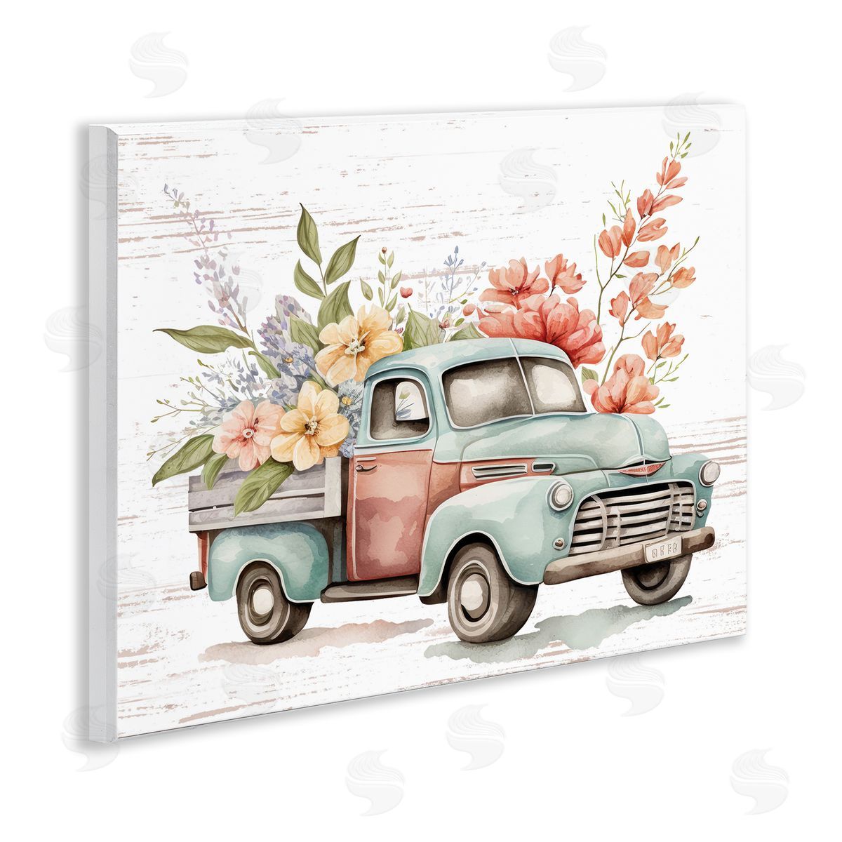 Flower Blossom Truck Wood Plaque Wall Art, Home Decor by Lettered and Lined