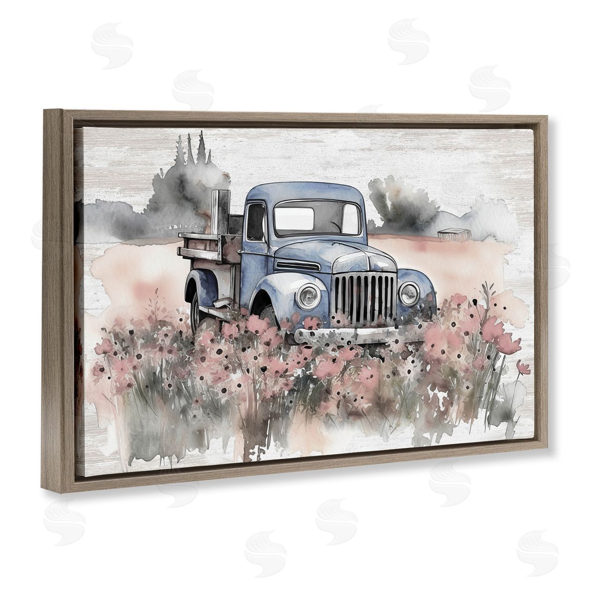 Pickup in Floral Meadow Brown Floating Frame Canvas Wall Art, Home Decor by Lettered and Lined