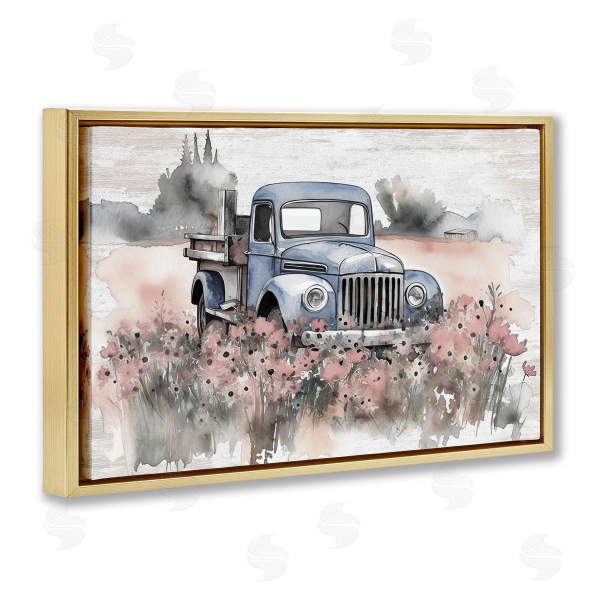 Pickup in Floral Meadow Gold Floating Frame Canvas Wall Art, Home Decor by Lettered and Lined