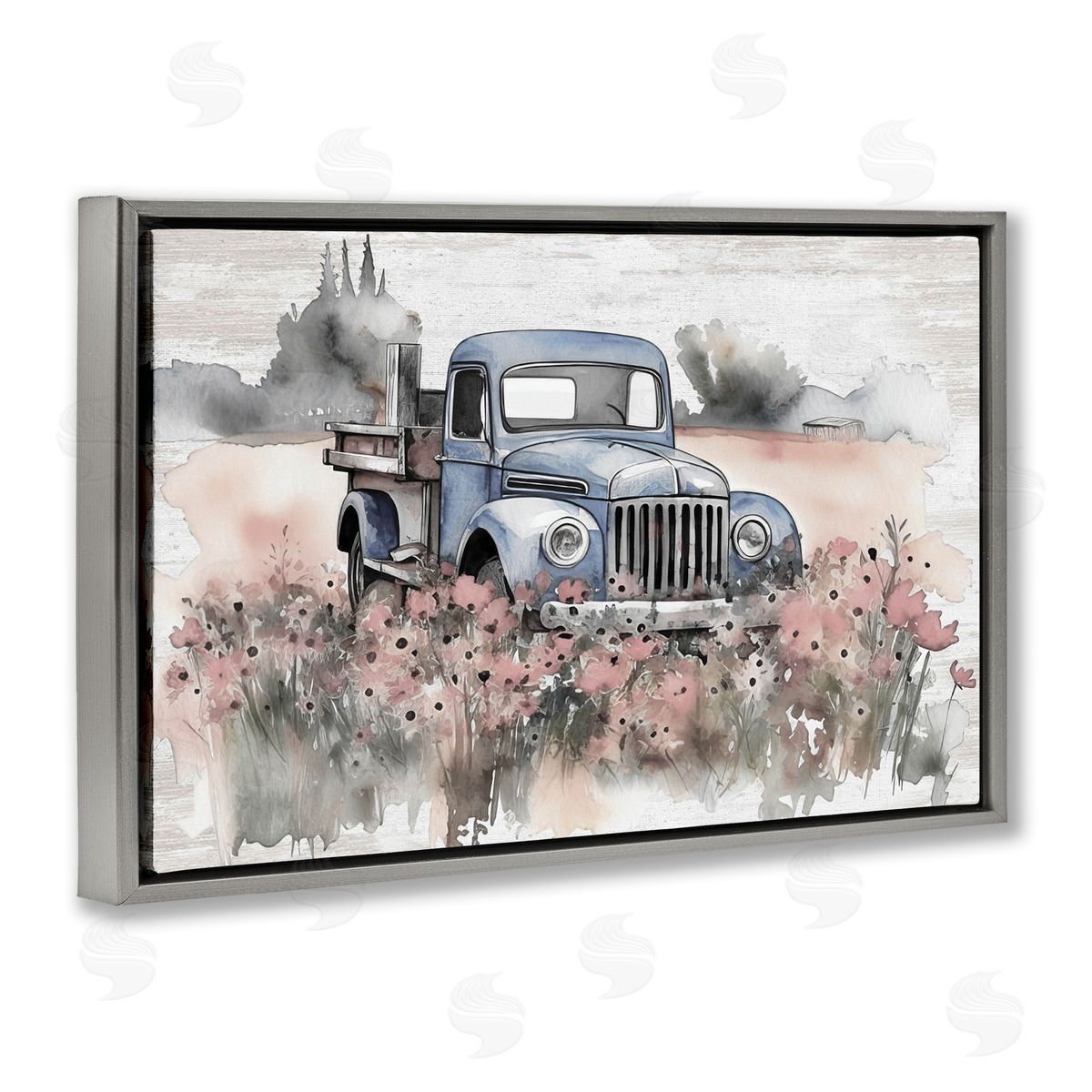 Pickup in Floral Meadow Grey Floating Frame Canvas Wall Art, Home Decor by Lettered and Lined