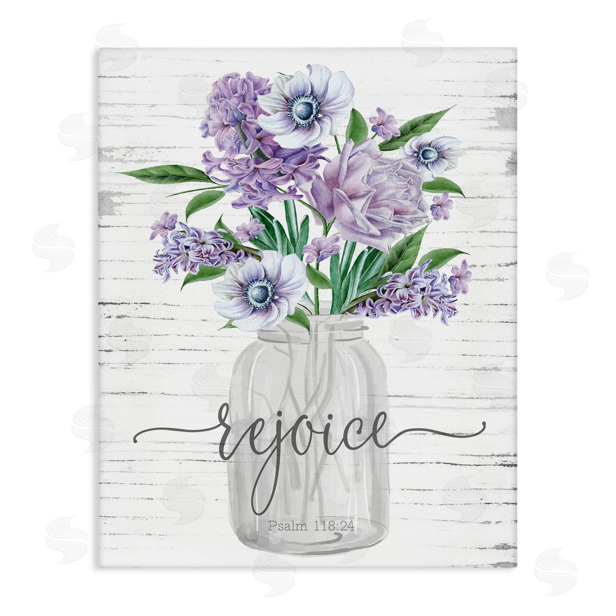 Purple Rejoice Bouquet Canvas Wall Art, Home Decor by Lettered and Lined