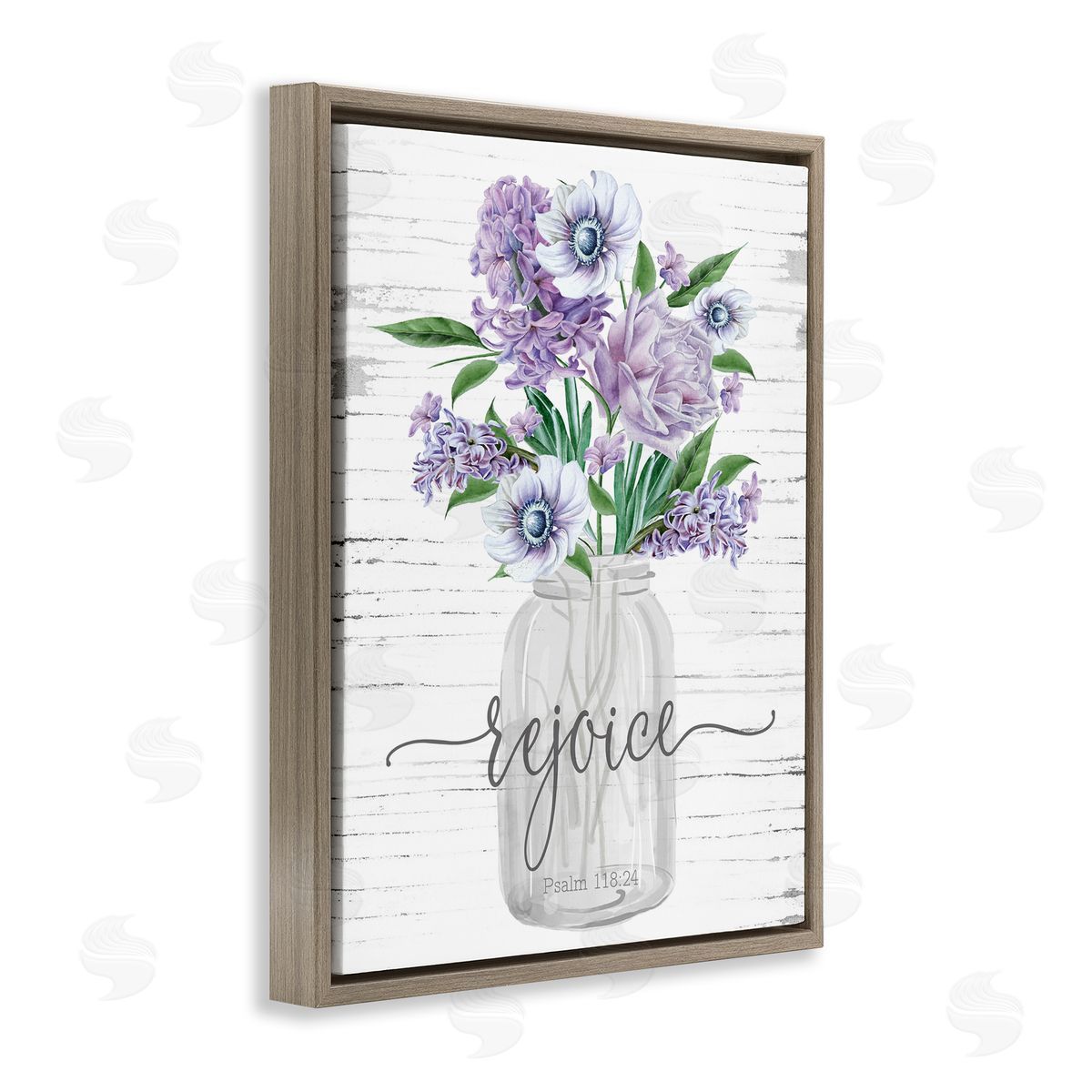 Purple Rejoice Bouquet Brown Floating Frame Canvas Wall Art, Home Decor by Lettered and Lined