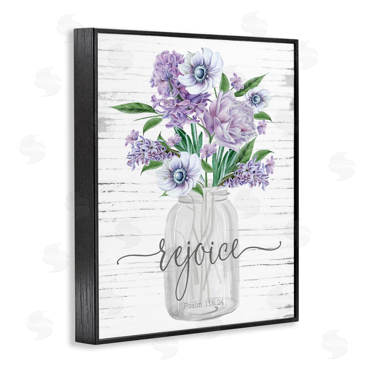 Purple Rejoice Bouquet Black Frame Print Wall Art, Home Decor by Lettered and Lined
