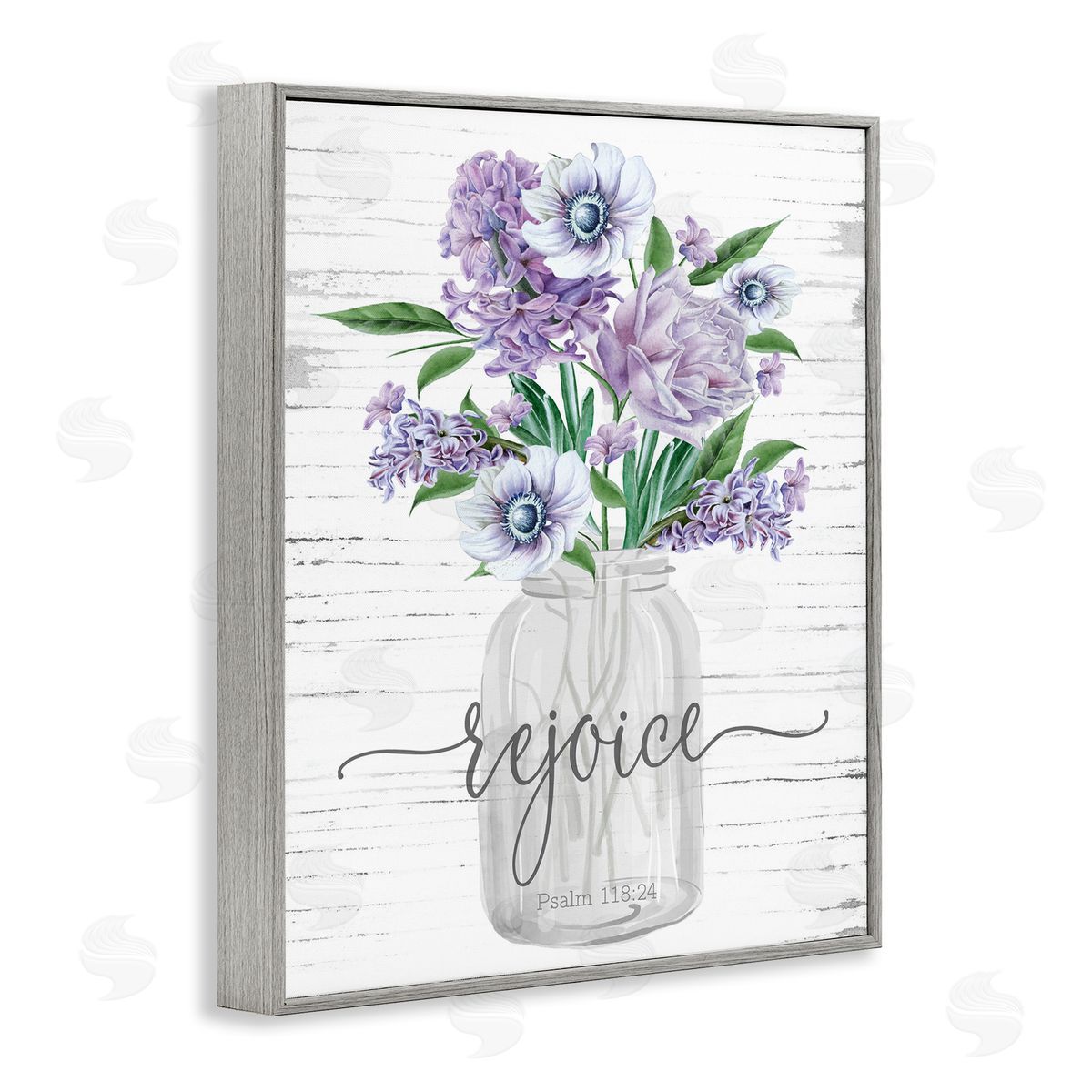 Purple Rejoice Bouquet Grey Frame Print Wall Art, Home Decor by Lettered and Lined