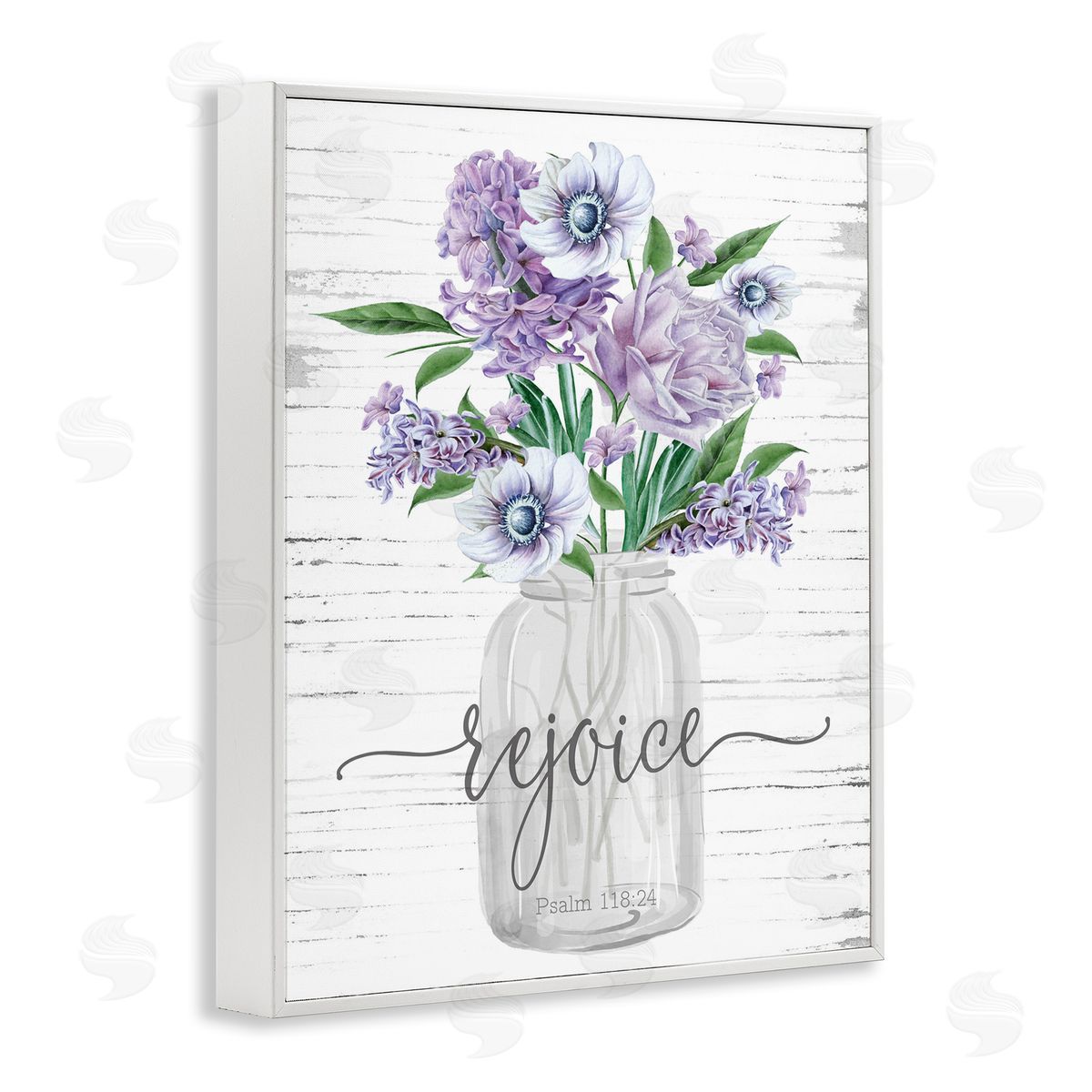 Purple Rejoice Bouquet White Frame Print Wall Art, Home Decor by Lettered and Lined