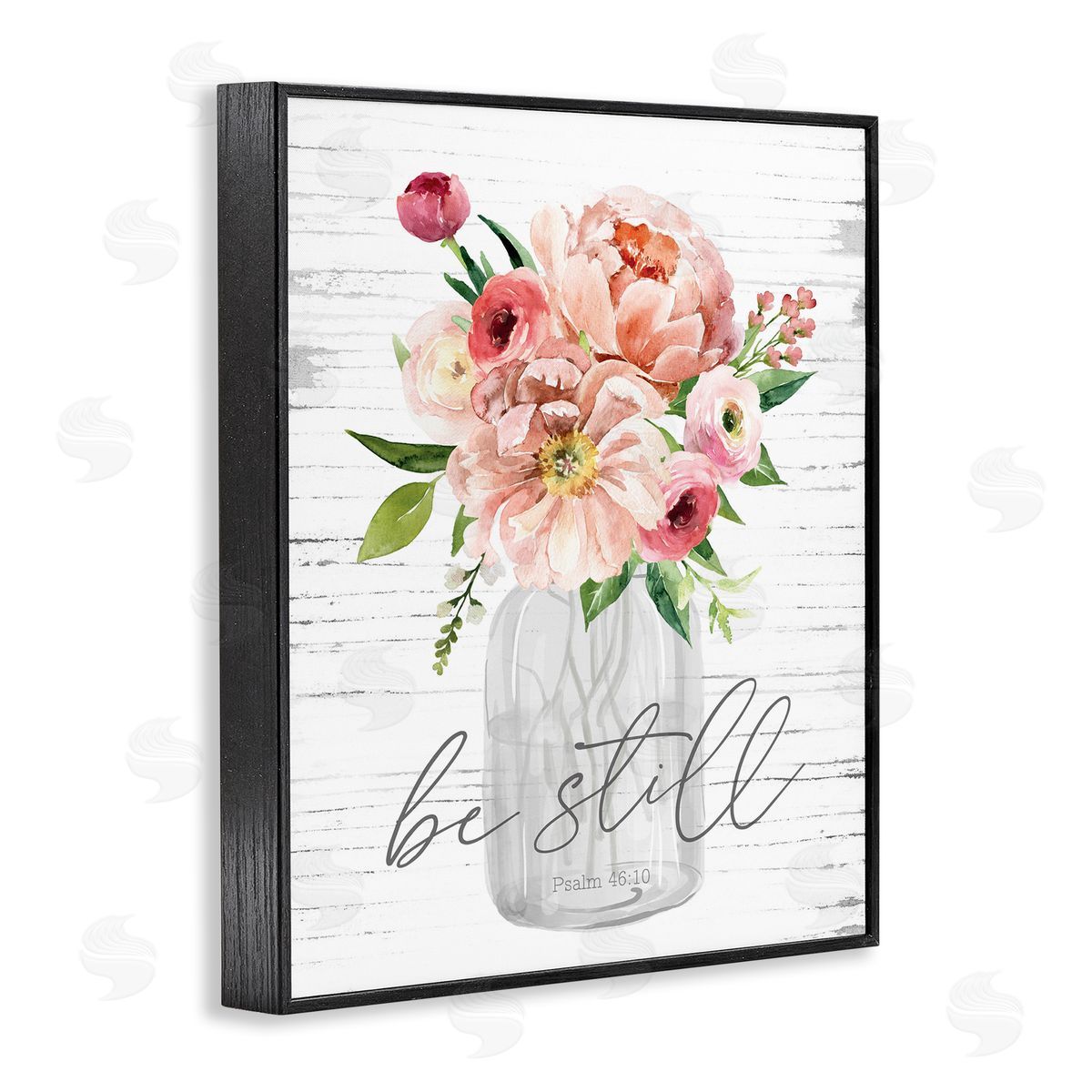 Pink Be Still Bouquet Black Frame Print Wall Art, Home Decor by Lettered and Lined