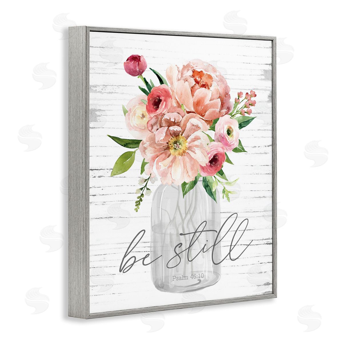 Pink Be Still Bouquet Grey Frame Print Wall Art, Home Decor by Lettered and Lined