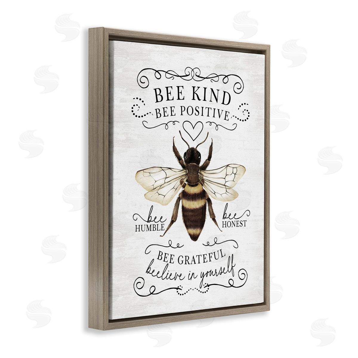 Vintage Bee Phrases Brown Floating Frame Canvas Wall Art, Home Decor by Lettered and Lined