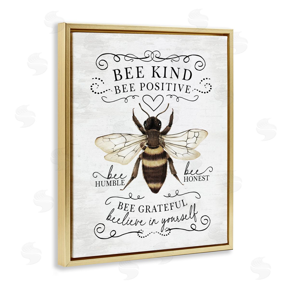 Vintage Bee Phrases Gold Floating Frame Canvas Wall Art, Home Decor by Lettered and Lined