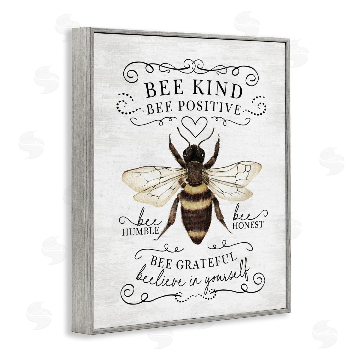 Vintage Bee Phrases Grey Frame Print Wall Art, Home Decor by Lettered and Lined