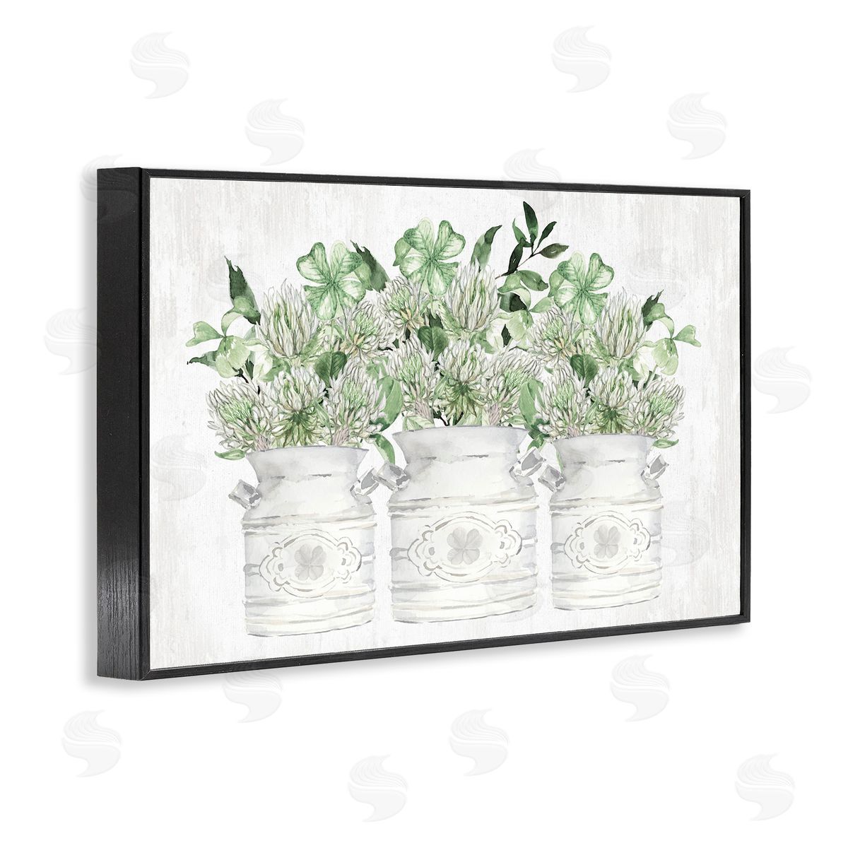 Spring Potted Clovers Black Frame Print Wall Art, Home Decor by Lettered and Lined