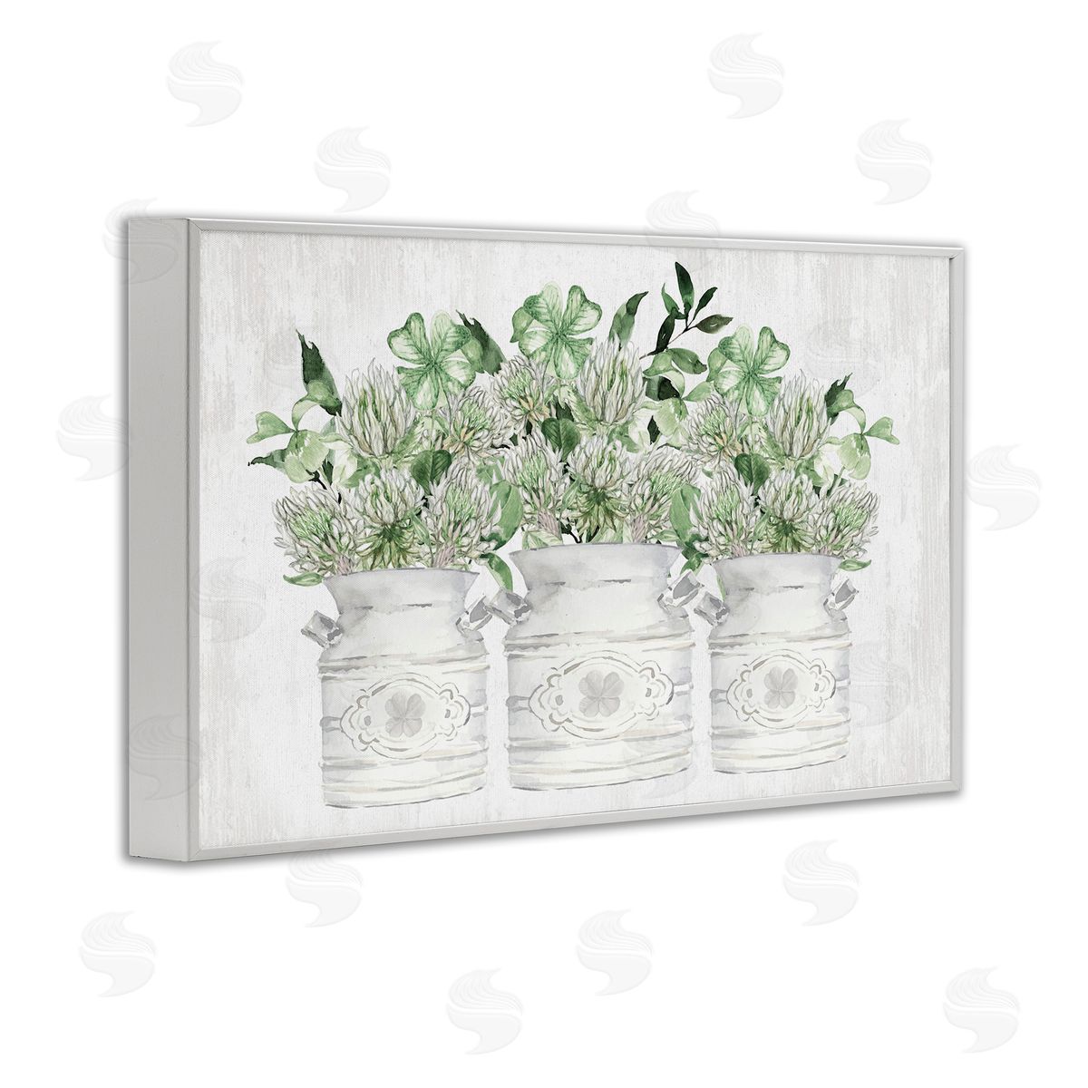 Spring Potted Clovers White Frame Print Wall Art, Home Decor by Lettered and Lined
