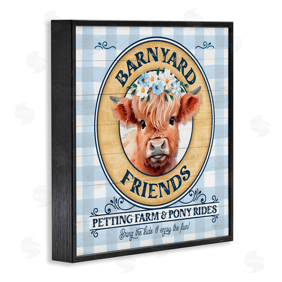 Barnyard Friends Plaid Black Frame Print Wall Art, Home Decor by Mollie B.