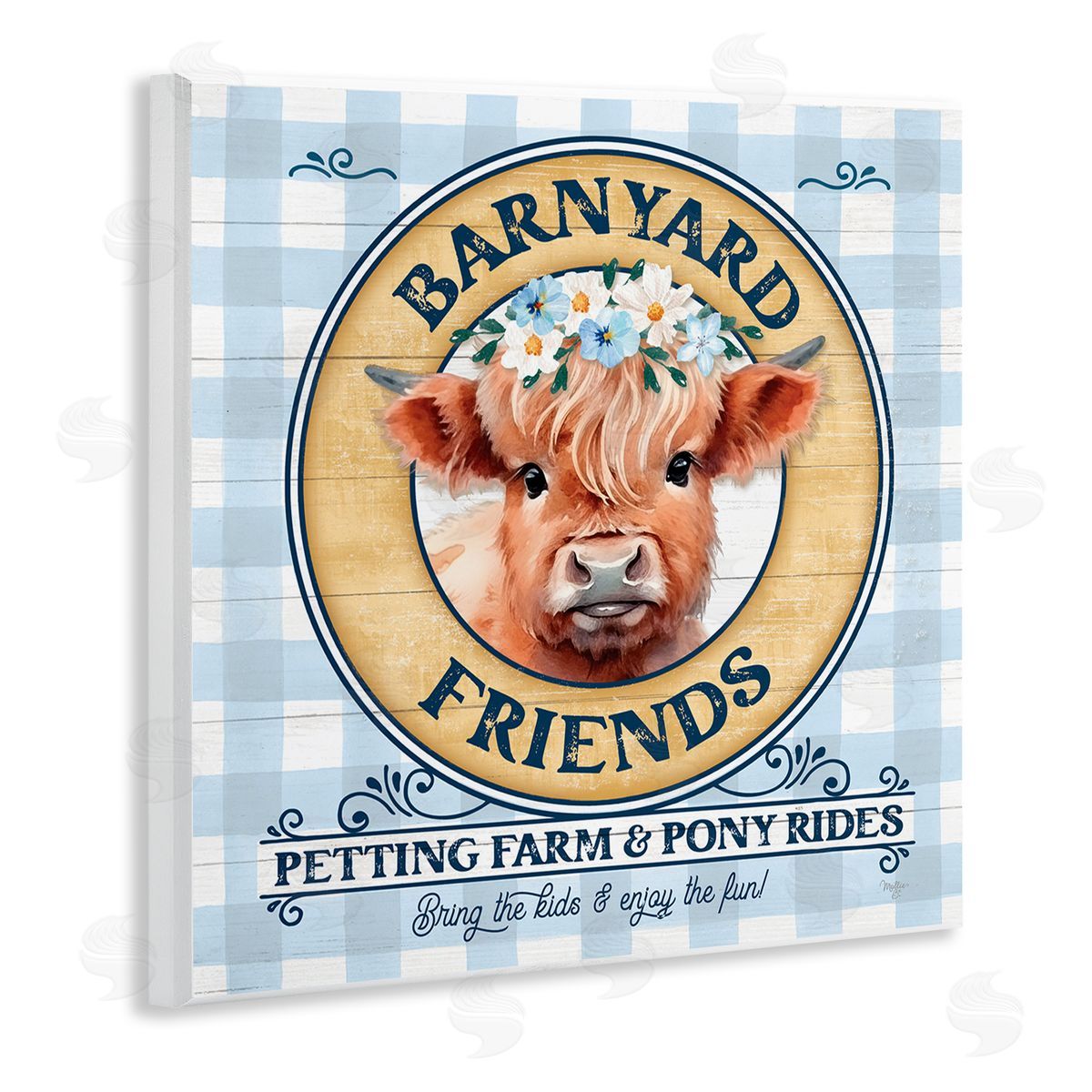 Barnyard Friends Plaid Wood Plaque Wall Art, Home Decor by Mollie B.