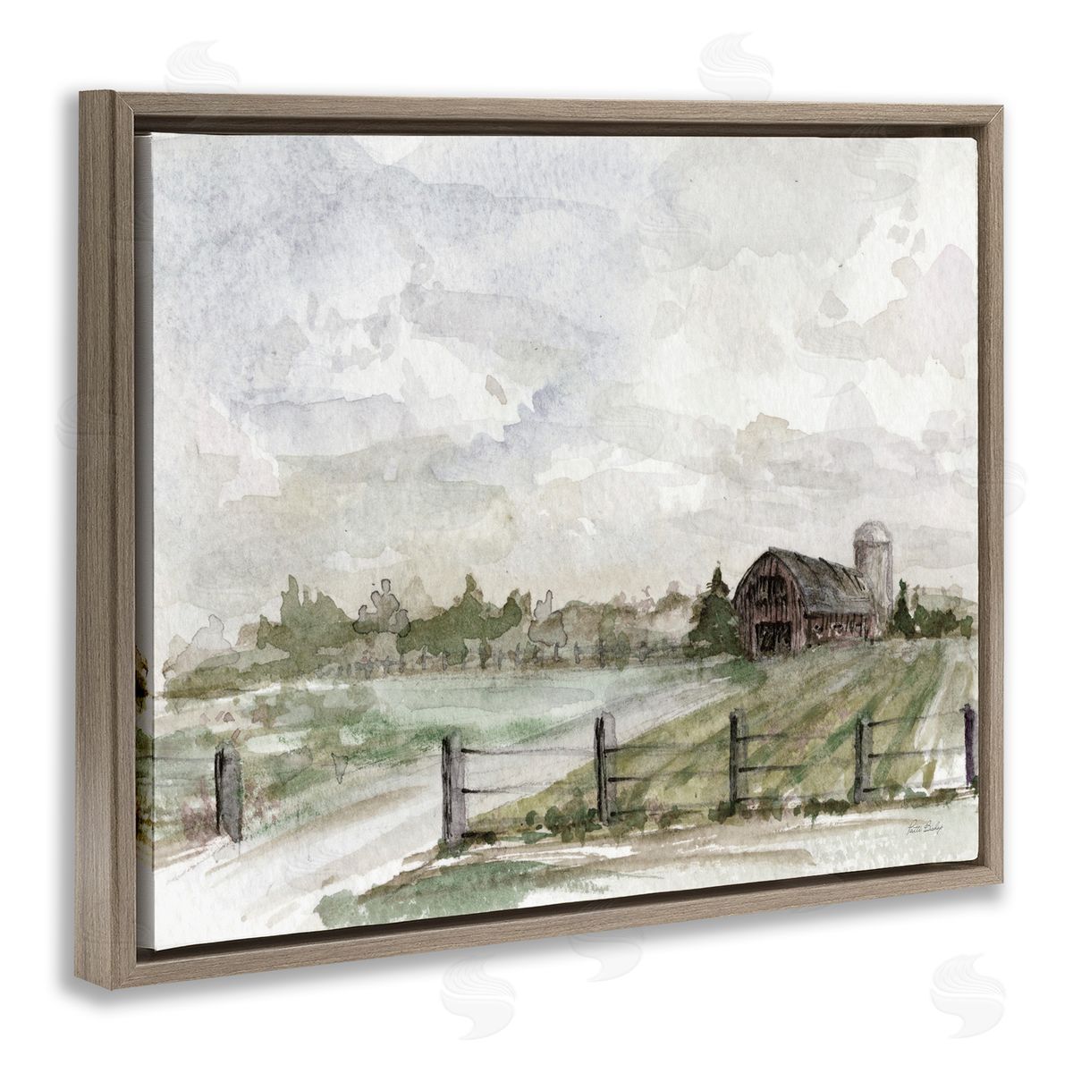 Rustic Barn and Fence Brown Floating Frame Canvas Wall Art, Home Decor by Patti Bishop
