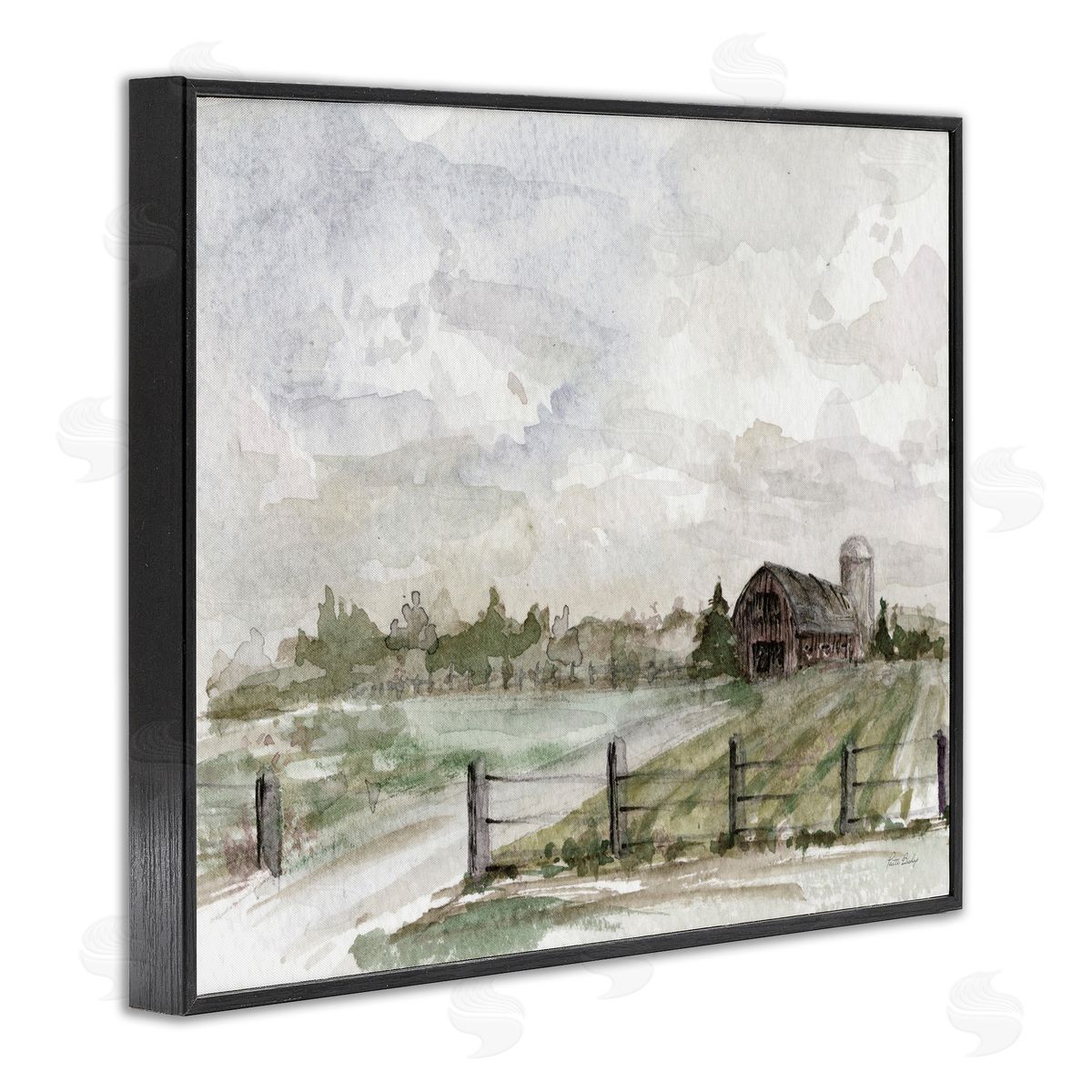 Rustic Barn and Fence Black Frame Print Wall Art, Home Decor by Patti Bishop