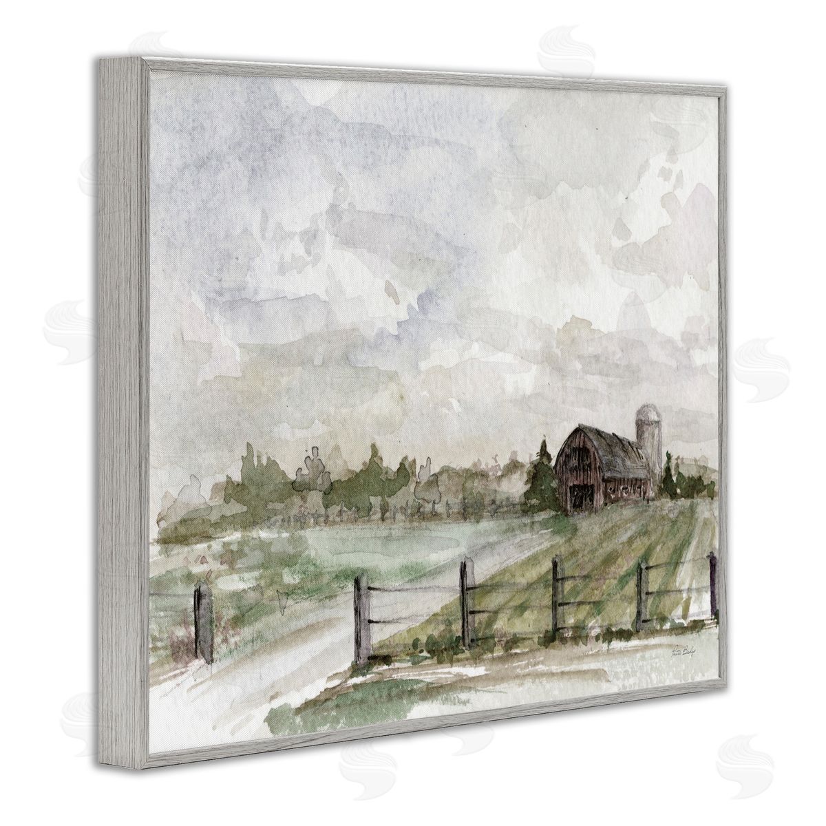 Rustic Barn and Fence Grey Frame Print Wall Art, Home Decor by Patti Bishop