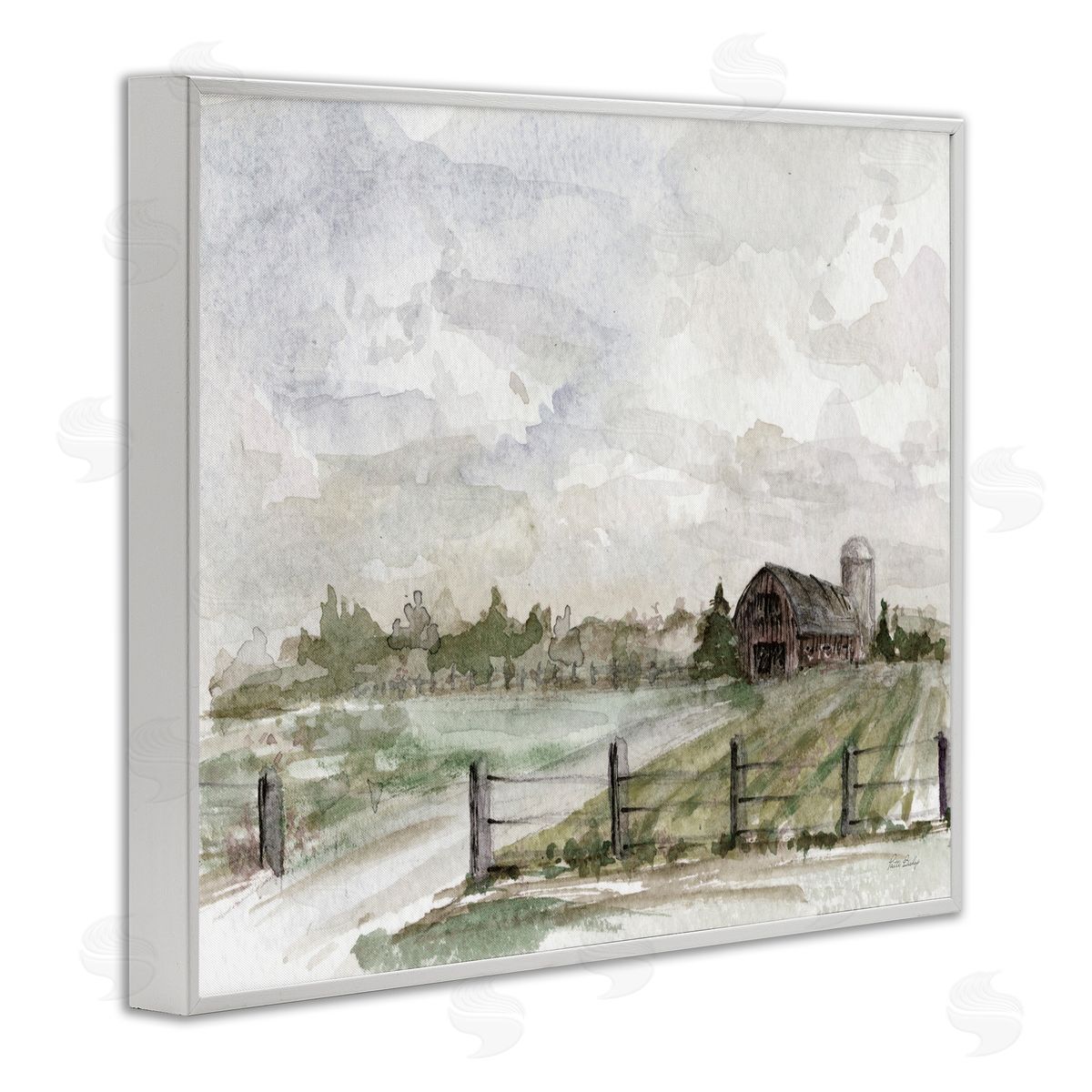 Rustic Barn and Fence White Frame Print Wall Art, Home Decor by Patti Bishop