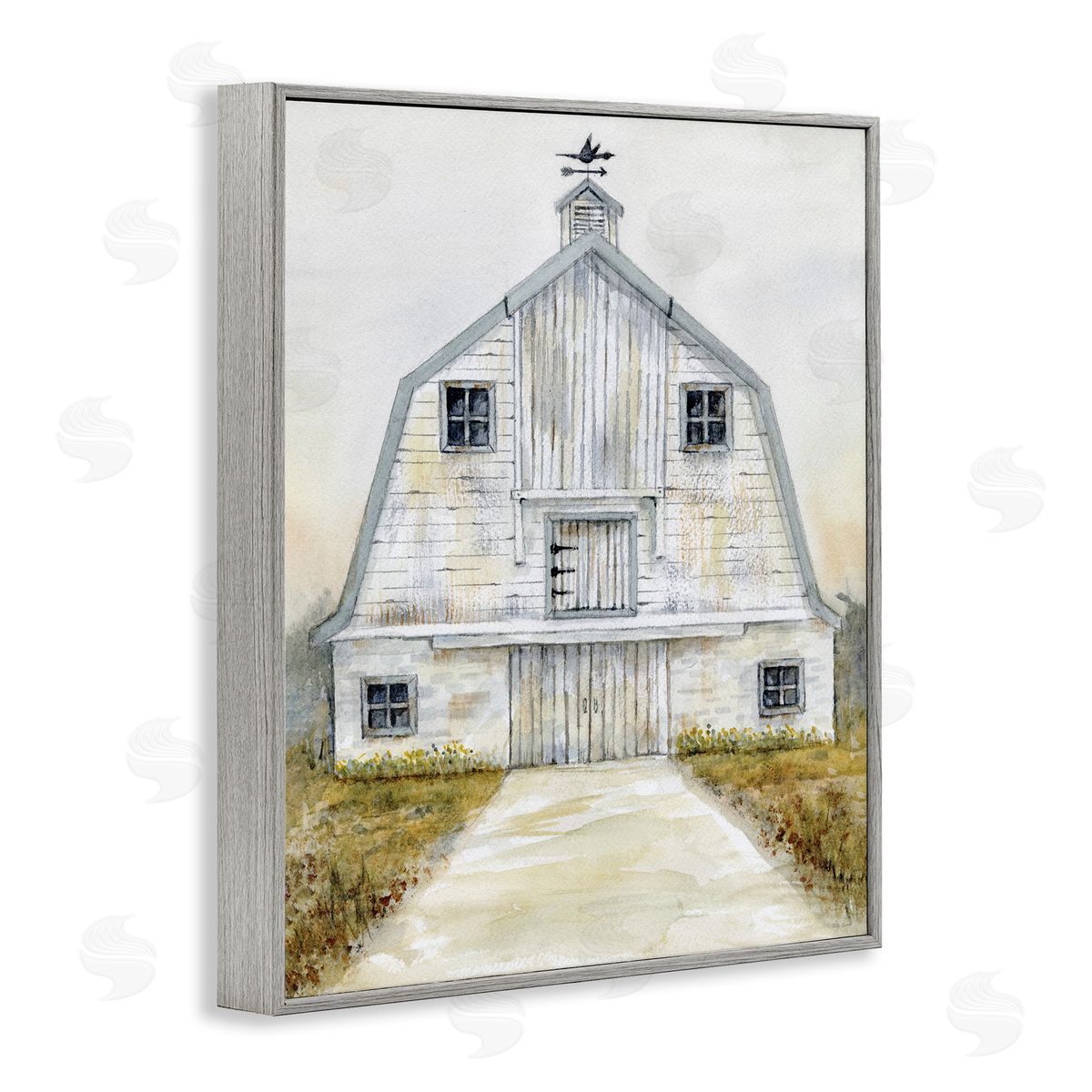 White Barn Grey Trim Grey Frame Print Wall Art, Home Decor by Patti Bishop