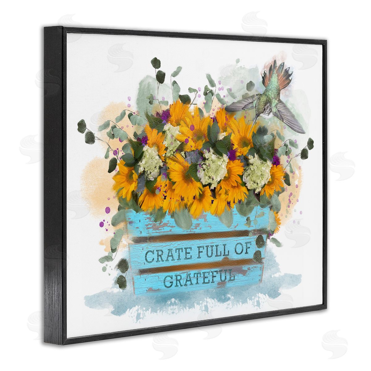 Crate Full Of Grateful Black Frame Print Wall Art, Home Decor by Matthew Piotrowicz