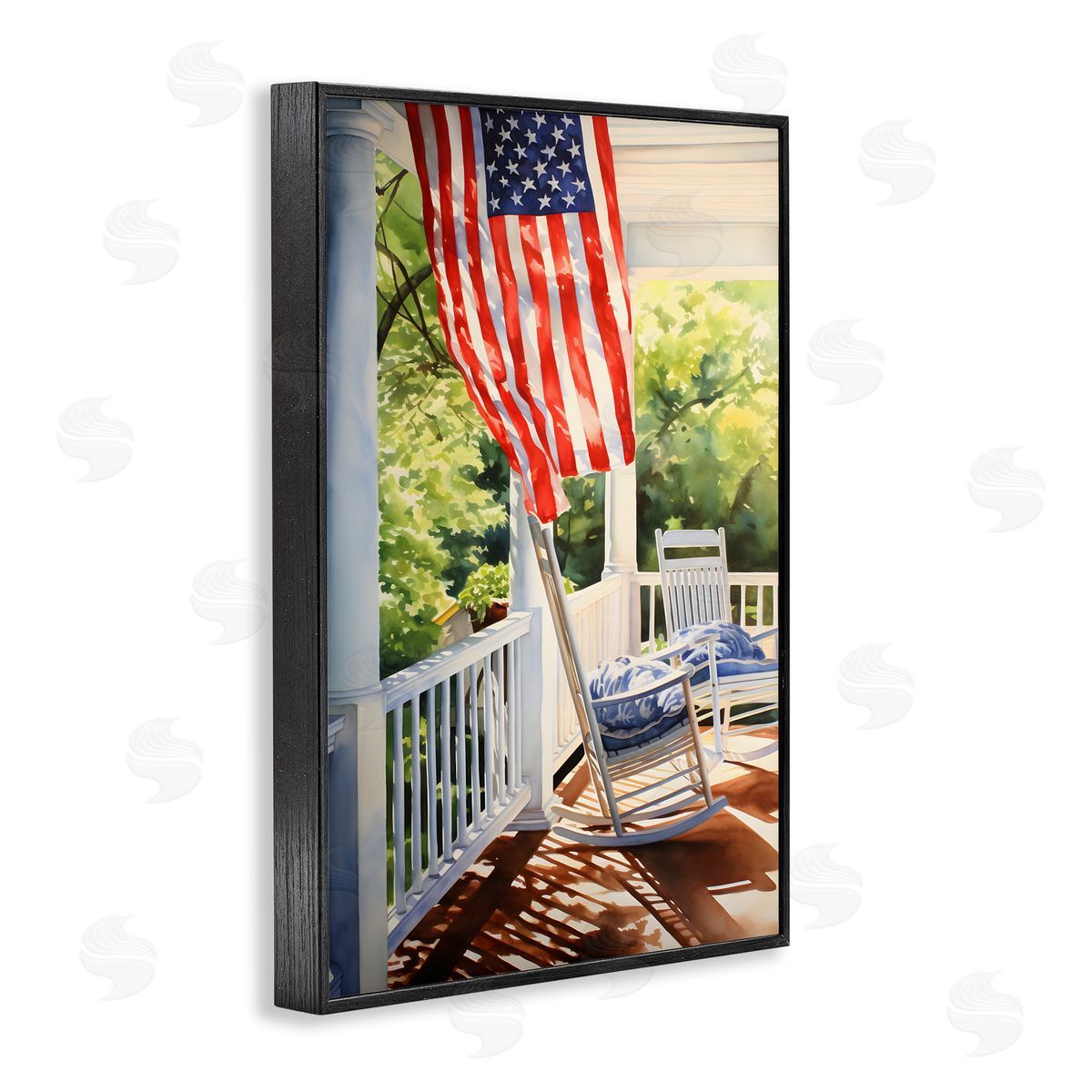 Vintage American Porch Black Frame Print Wall Art, Home Decor by Petal Prints Design