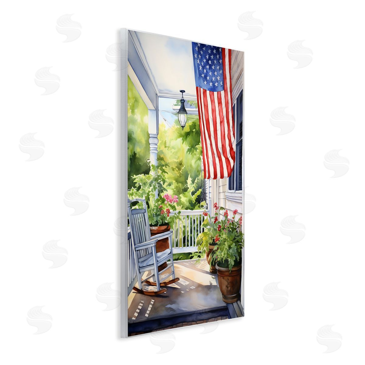Patriotic Summer Porch Wood Plaque Wall Art, Home Decor by Petal Prints Design