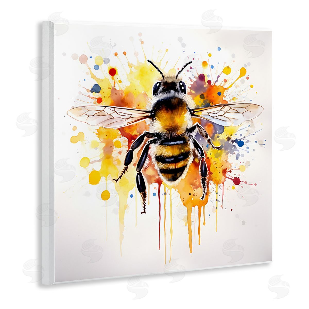 Watercolor Style Bee Wood Plaque Wall Art, Home Decor by Petal Prints Design